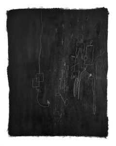 Black and white oil pastel abstract art by Liz Mares