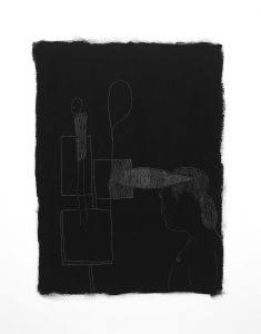Black and white oil pastel abstract art by Liz Mares