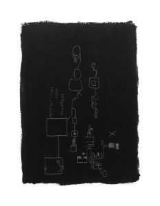 Black and white oil pastel abstract art by Liz Mares