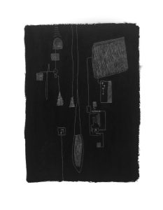 Black and white oil pastel abstract art by Liz Mares