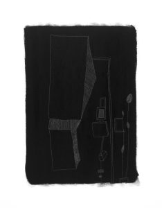 Black and white oil pastel abstract art by Liz Mares