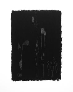 Black and white oil pastel abstract art by Liz Mares