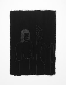 Black and white oil pastel abstract art by Liz Mares